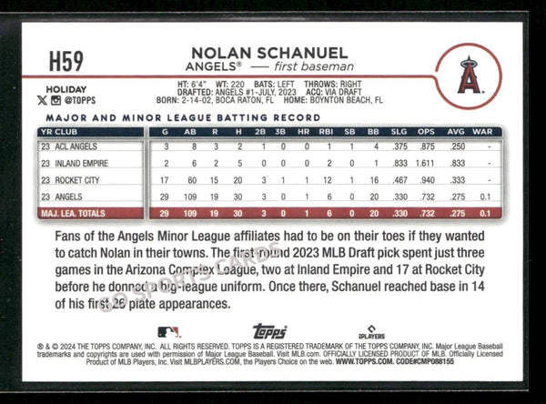 2024 Topps Holiday Holiday Variation Nolan Schanuel #H59 RC Rookie