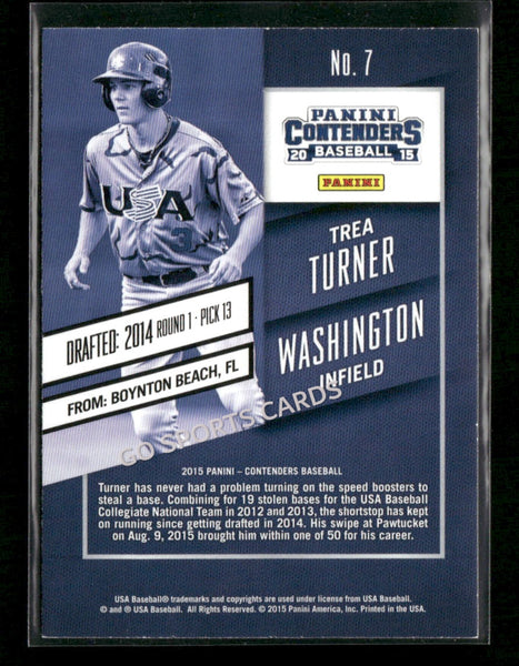 2015 Panini Contenders USA Baseball Season Ticket Trea Turner #7
