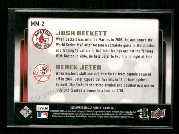 2008 SP Authentic Marquee Matchups Derek Jeter Josh Beckett #MM-2