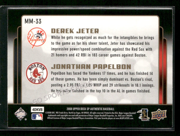 2008 SP Authentic Marquee Matchups Derek Jeter Jonathan Papelbon #MM-33