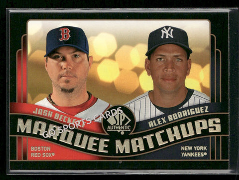 2008 SP Authentic Marquee Matchups Josh Beckett Alex Rodriguez #MM-40
