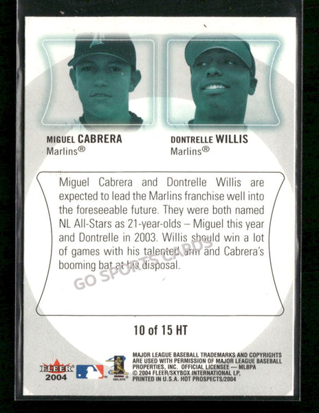 2004 Fleer Hot Prospects Draft Edition Miguel Cabrera Dontrelle Willis #10HT RC