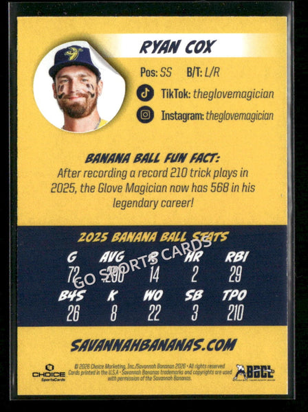 2026 Savannah Bananas Ryan Cox