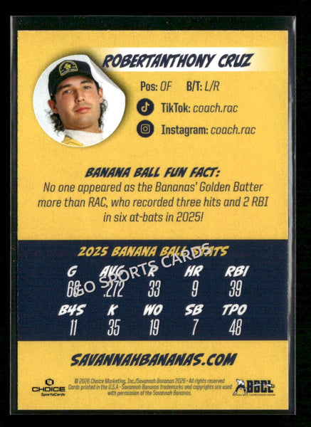 2026 Savannah Bananas Robertanthony Cruz RAC