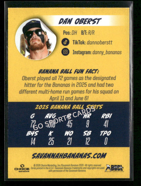 2026 Savannah Bananas Dan Oberst