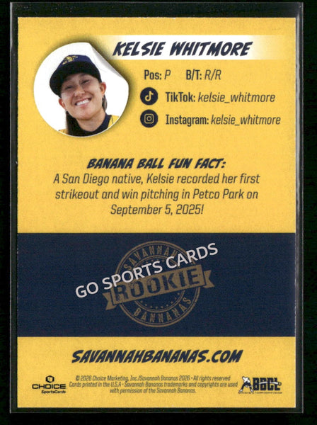 2026 Savannah Bananas Kelsie Whitmore