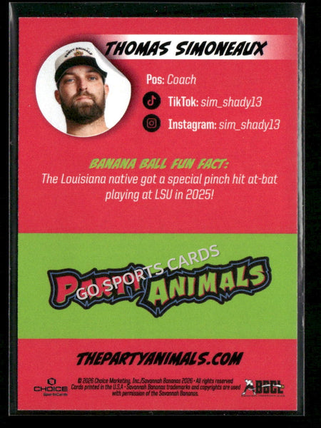 2026 Party Animals Savannah Bananas Thomas Simoneaux