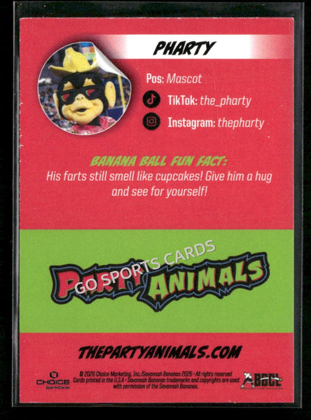 2026 Party Animals Savannah Bananas Pharty Mascot