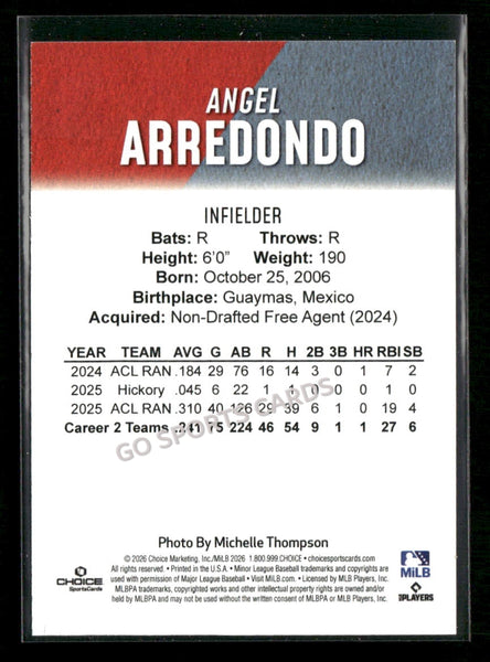 2026 Hickory Crawdads 1st Angel Arredondo