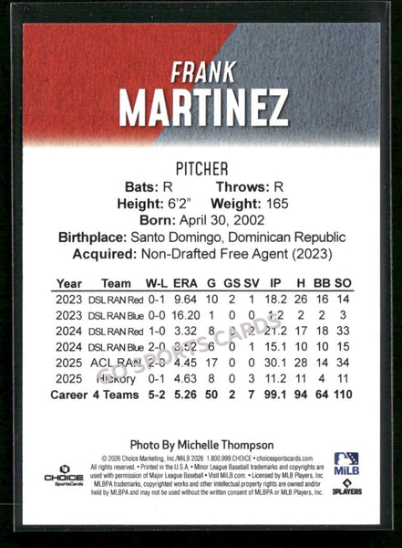 2026 Hickory Crawdads 1st Frank Martinez