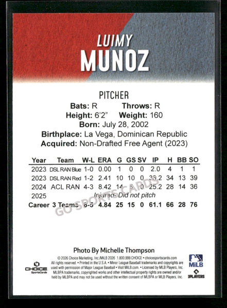 2026 Hickory Crawdads 1st Luimy Munoz