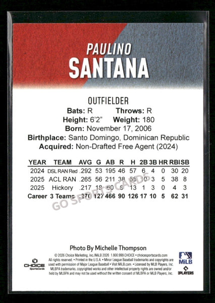 2026 Hickory Crawdads 1st Paulino Santana