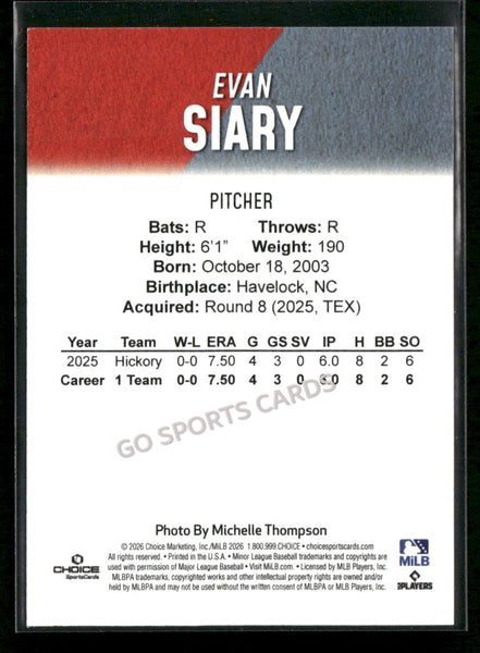 2026 Hickory Crawdads 1st Evan Siary