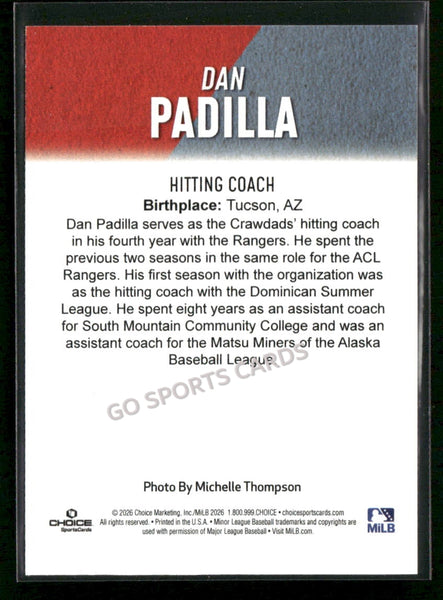 2026 Hickory Crawdads 1st Dan Padilla