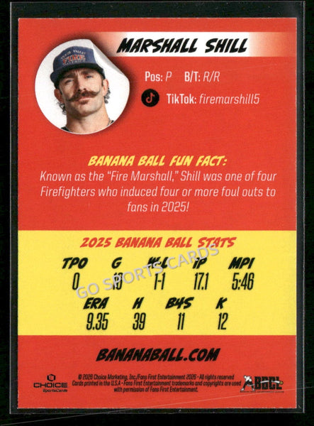 2026 Firefighters Savannah Bananas Marshall Shill
