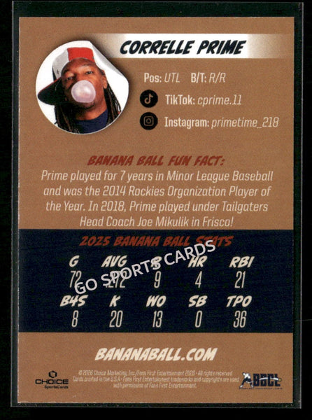 2026 Indianapolis Clowns Savannah Bananas Correlle Prime