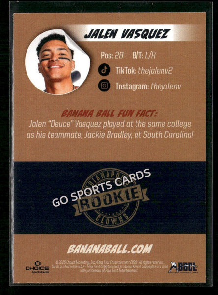 2026 Indianapolis Clowns Savannah Bananas Jalen Vasquez