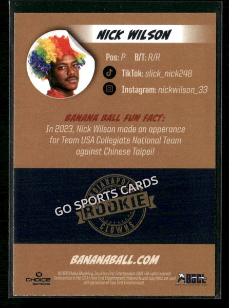 2026 Indianapolis Clowns Savannah Bananas Nick Wilson
