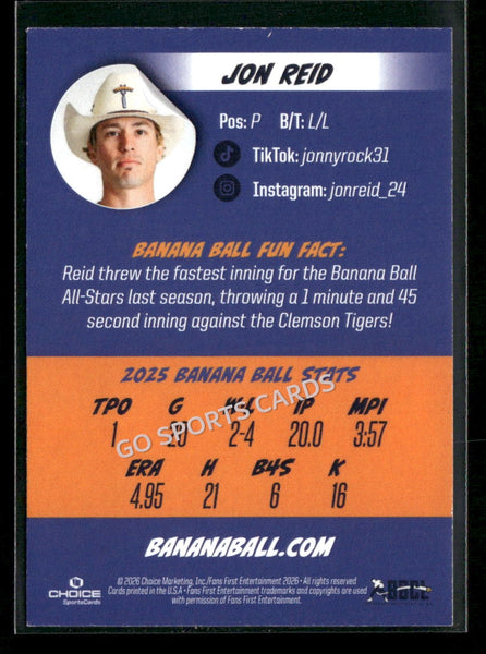 2026 Tailgaters Savannah Bananas Jon Reid