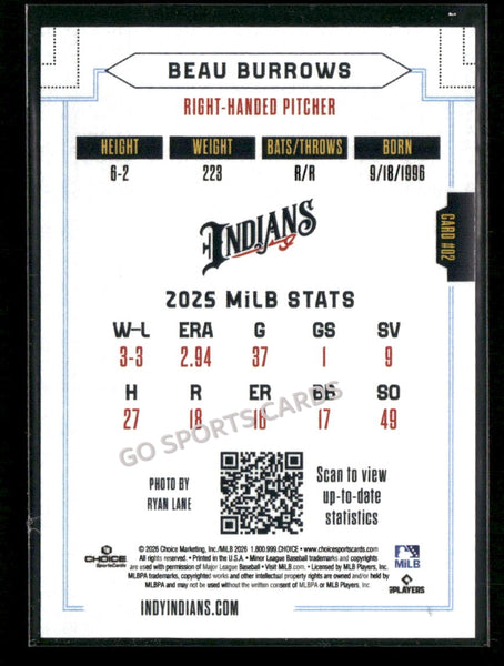 2026 Indianapolis Indians Beau Burrows