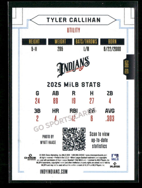 2026 Indianapolis Indians Tyler Callihan