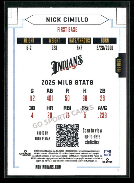2026 Indianapolis Indians Nick Cimillo