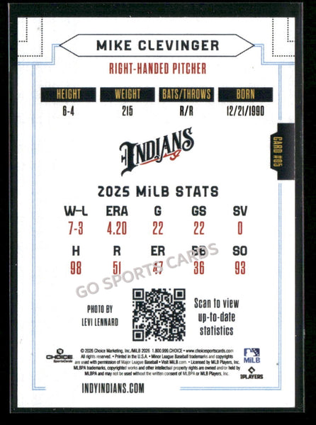 2026 Indianapolis Indians Mike Clevinger