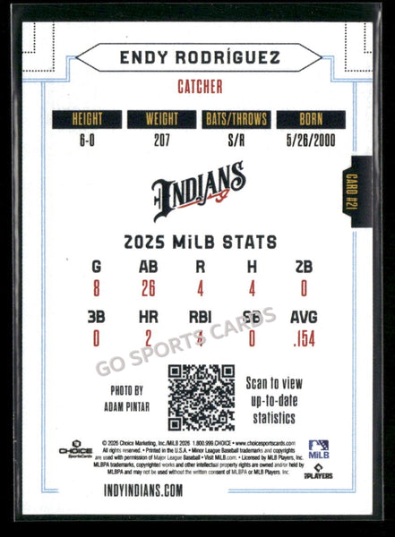 2026 Indianapolis Indians Endy Rodriguez