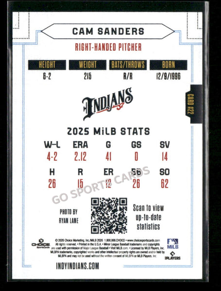 2026 Indianapolis Indians Cam Sanders