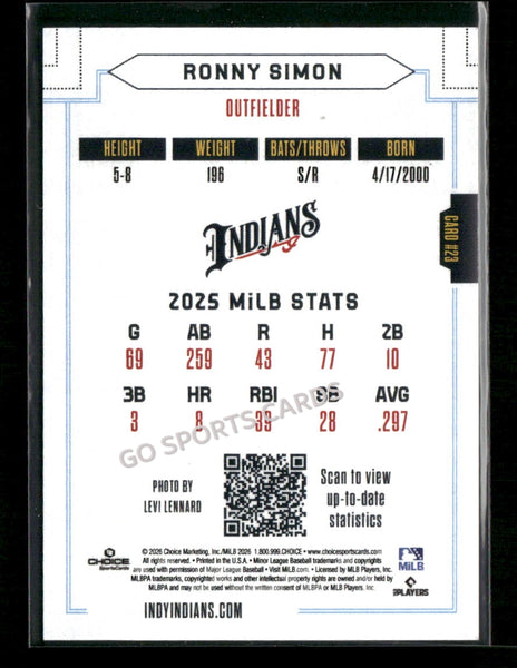 2026 Indianapolis Indians Ronny Simon