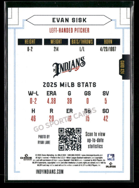2026 Indianapolis Indians Evan Sisk