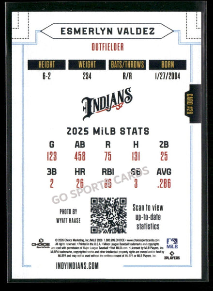 2026 Indianapolis Indians Esmerlyn Valdez