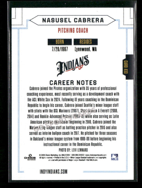 2026 Indianapolis Indians Nasusel Cabrera