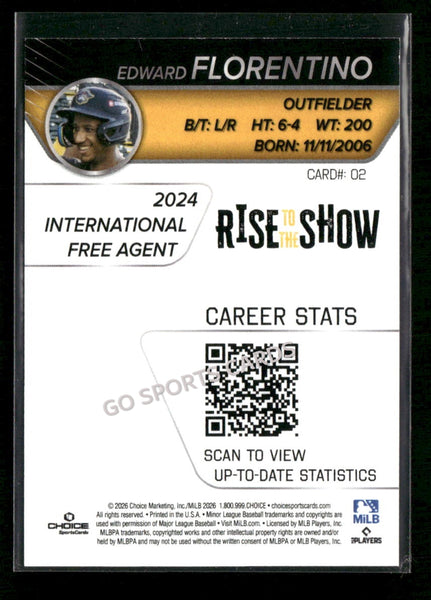 2026 Bradenton Marauders Rise to the Show Top Prospects Gold Edward Florentino