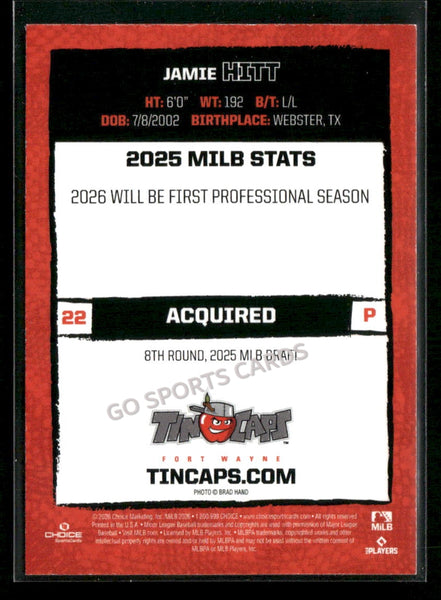 2026 Fort Wayne TinCaps Jamie Hitt