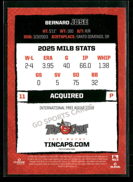 2026 Fort Wayne TinCaps Bernard Jose