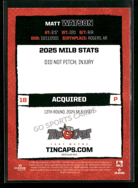 2026 Fort Wayne TinCaps Matt Watson