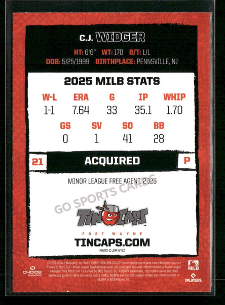 2026 Fort Wayne TinCaps CJ Widger