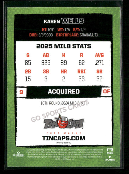 2026 Fort Wayne TinCaps Kasen Wells