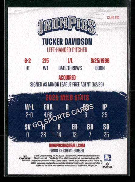 2026 Lehigh Valley IronPigs Tucker Davidson