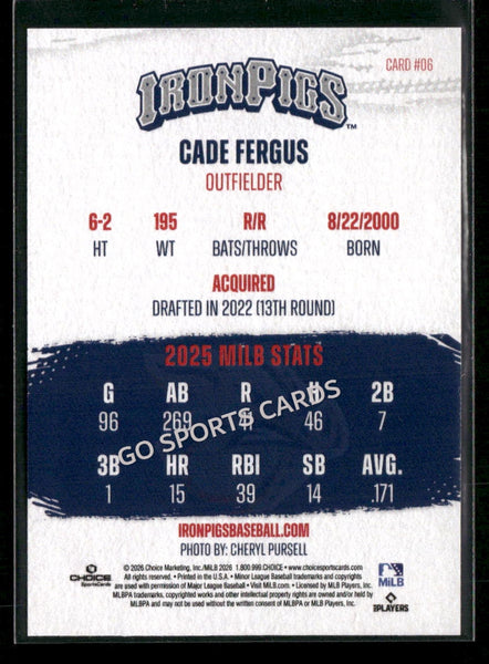 2026 Lehigh Valley IronPigs Cade Fergus