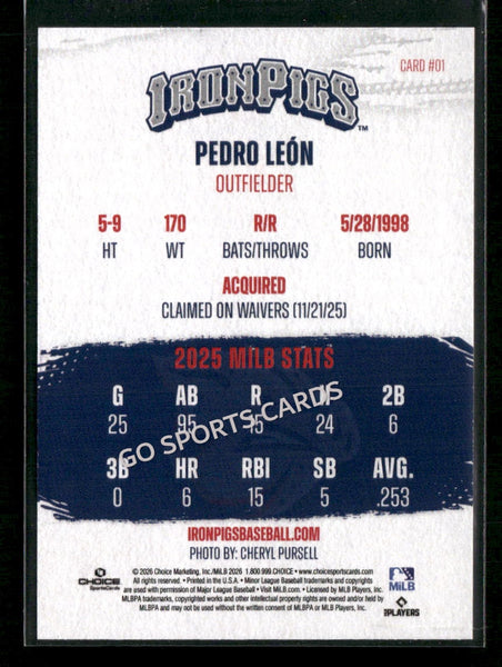 2026 Lehigh Valley IronPigs Pedro Leon