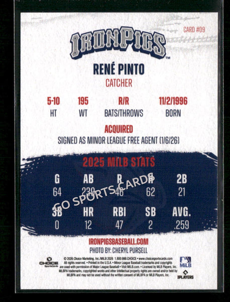 2026 Lehigh Valley IronPigs Rene Pinto