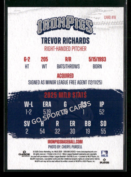 2026 Lehigh Valley IronPigs Trevor Richards
