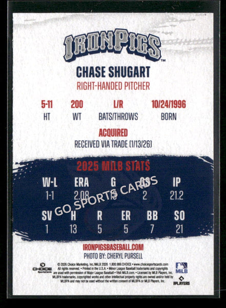 2026 Lehigh Valley IronPigs Chase Shugart