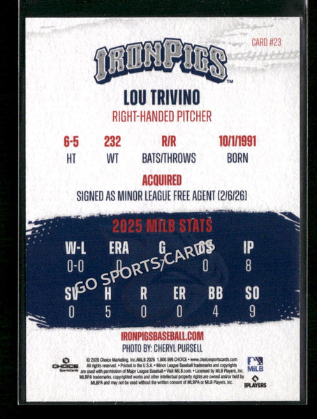 2026 Lehigh Valley IronPigs Lou Trivino