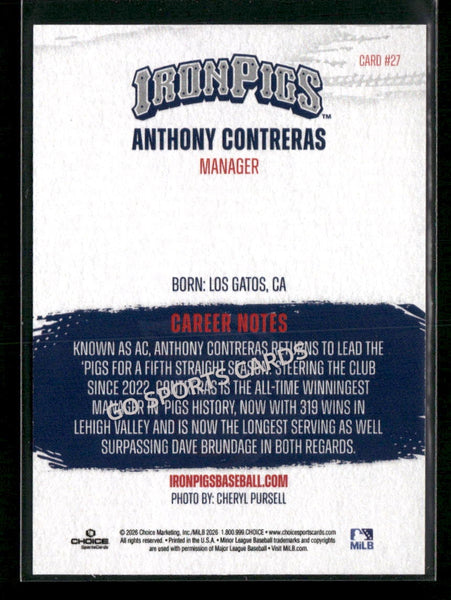 2026 Lehigh Valley IronPigs Anthony Contreras