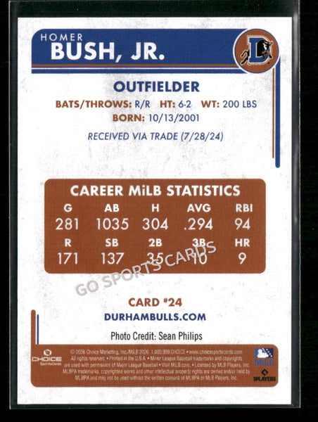 2026 Durham Bulls Homer Bush Jr
