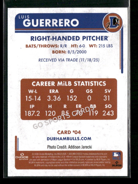 2026 Durham Bulls Luis Guerrero