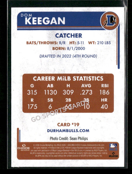 2026 Durham Bulls Dominic Dom Keegan